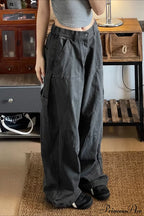 Denim Washed Distressed Loose Cargo Pants