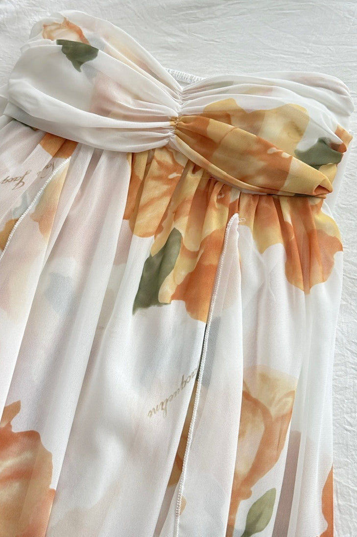 Floral Espalda Descubierta Halter Vestido Maxi