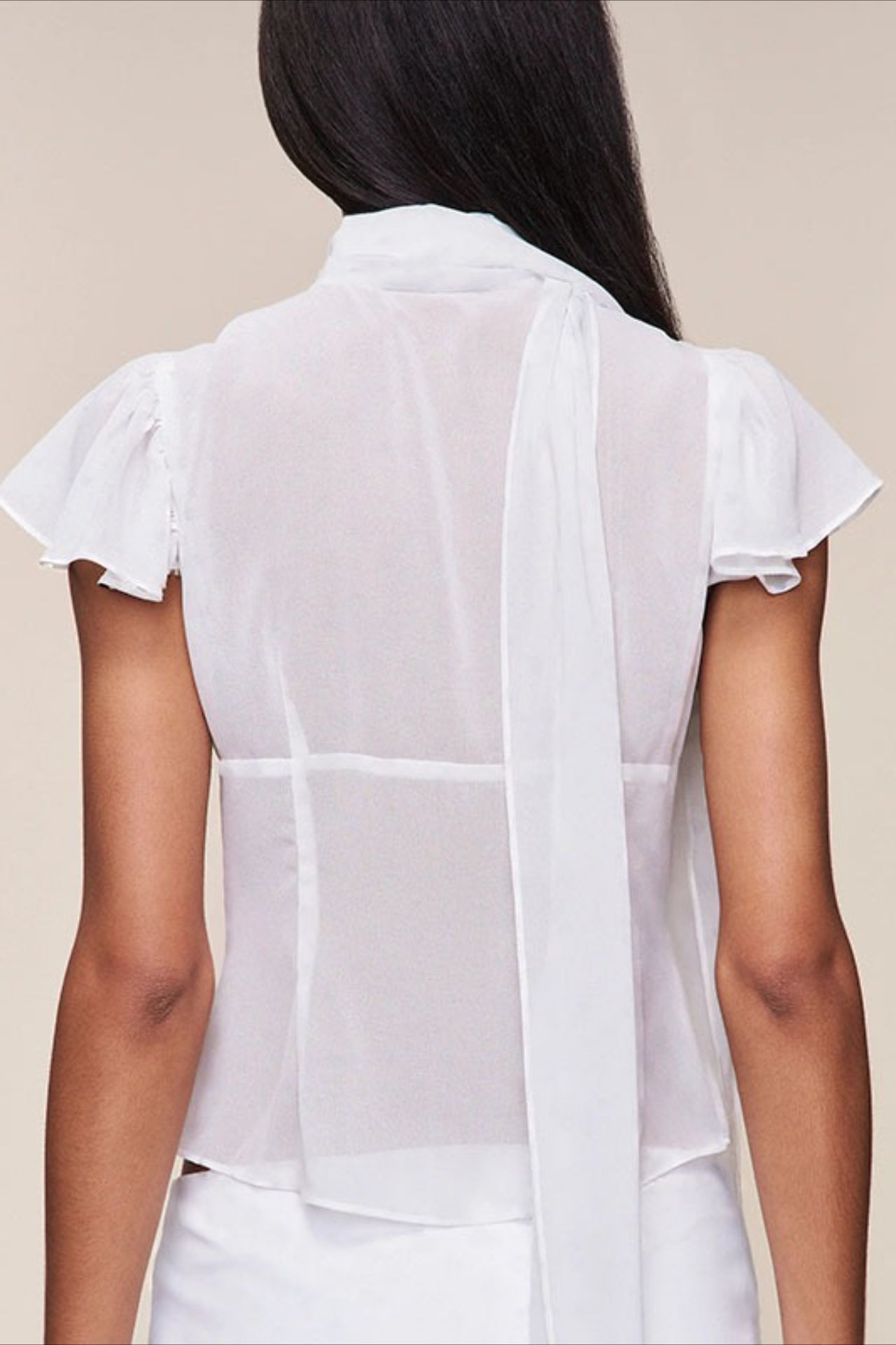 Button Hollow Out Tie Detail Waist Slim Tee