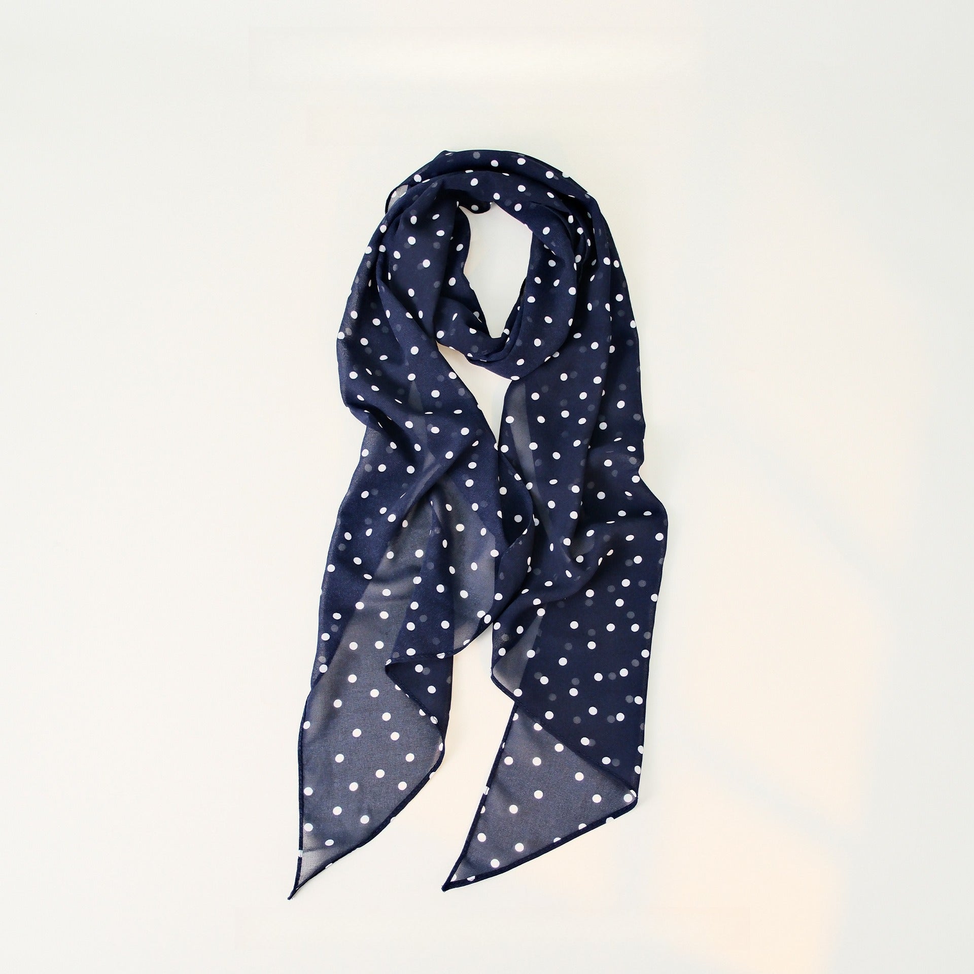 Polka Dot Pearl Chiffon Long Thin Scarf