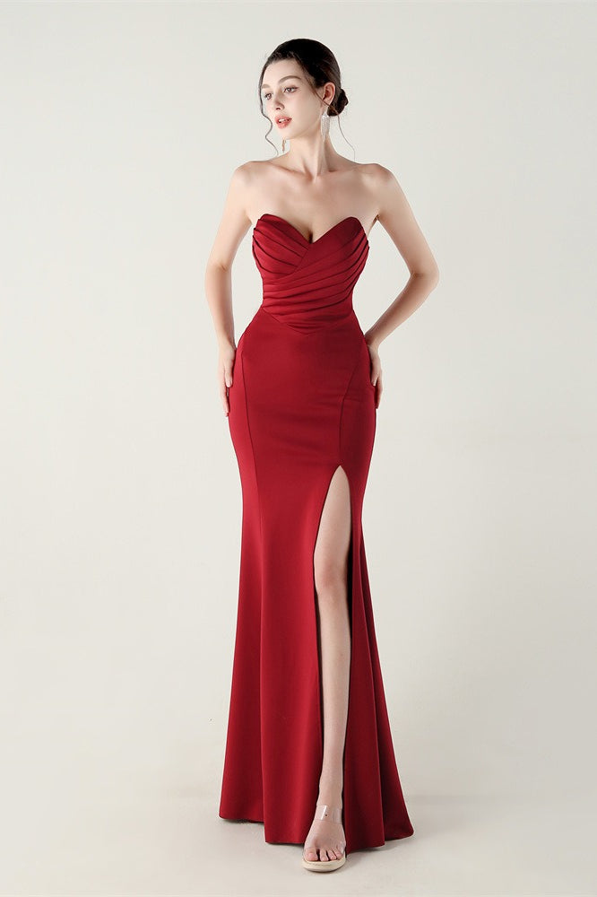 Sin Tirantes Escote Corazón Plisado Vestido de Fiesta