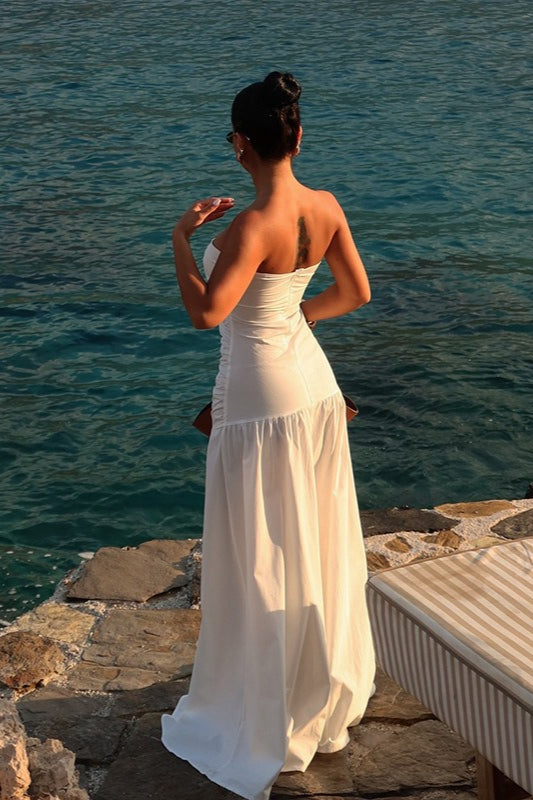 Sexy Hollow Strapless Maxi Vacation Dress