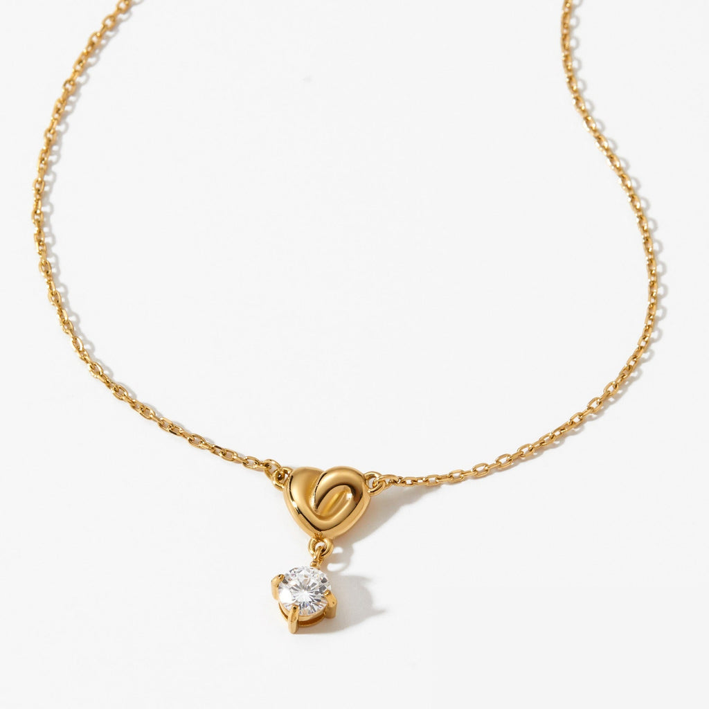 Forma de Corazón Circonita Pendant Acero Inoxidable Collar