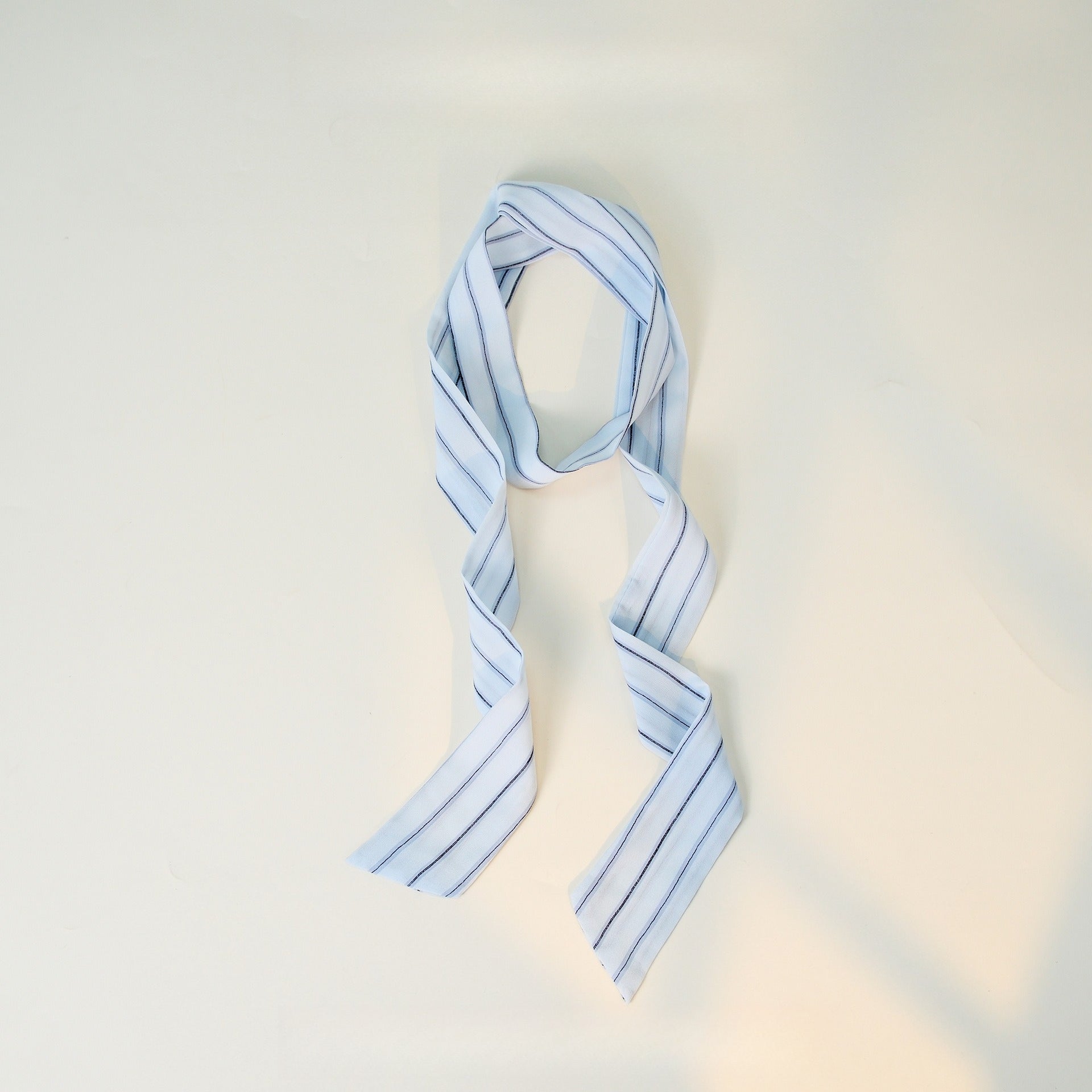 Elegant Striped Long Skinny Neck Ribbon Scarf