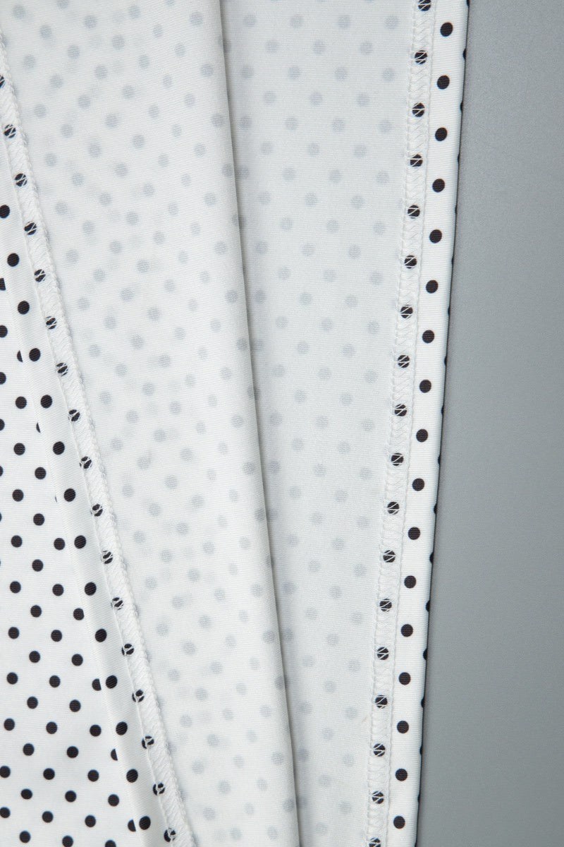 Retro Polka Dot Patchwork Halter Ruched Maxi Dress