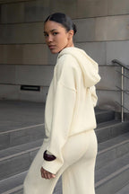 Hooded Zip Cardigan Wide Leg Pants Knit Set