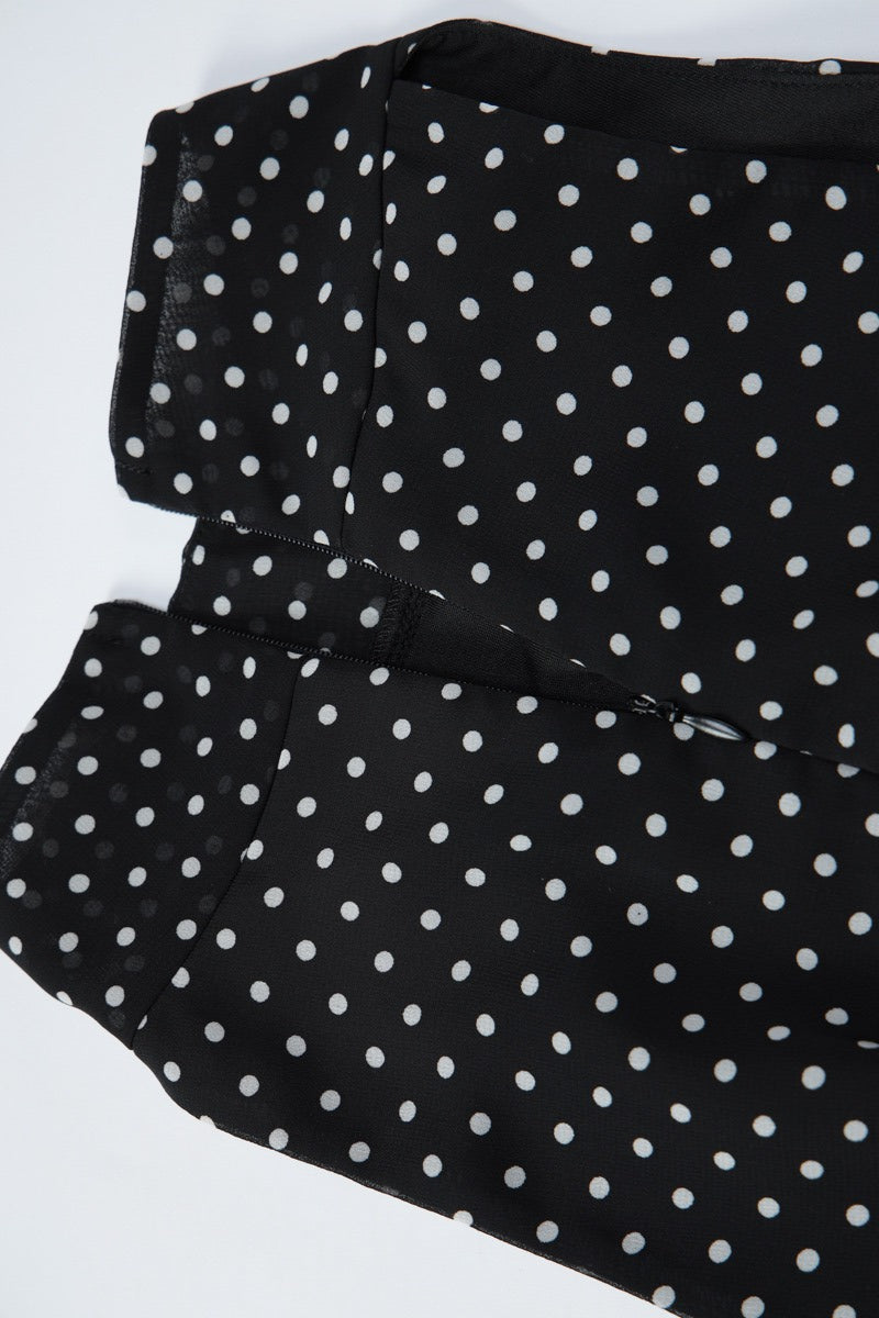 Black Polka Dot Slim Fit Mini Dress