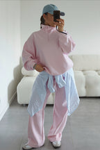 Half Zip Oversized Sweatshirt Pants Set