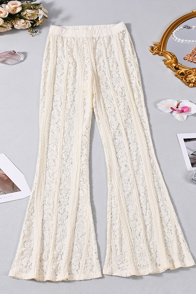 Low Rise Lace Flared Bodycon Pants