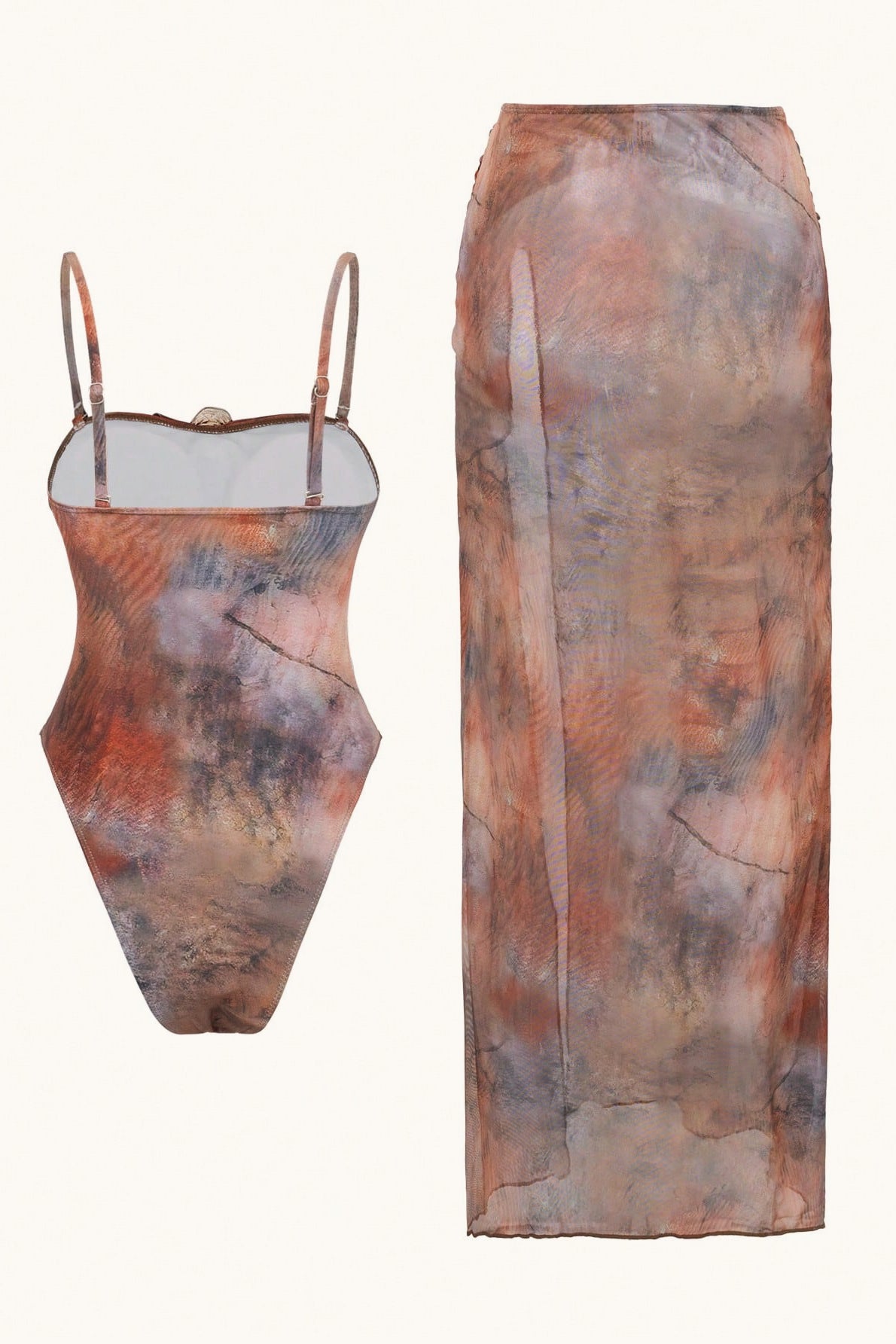 Tie-Dye Halter Metal Detail Two Piece Swim Set