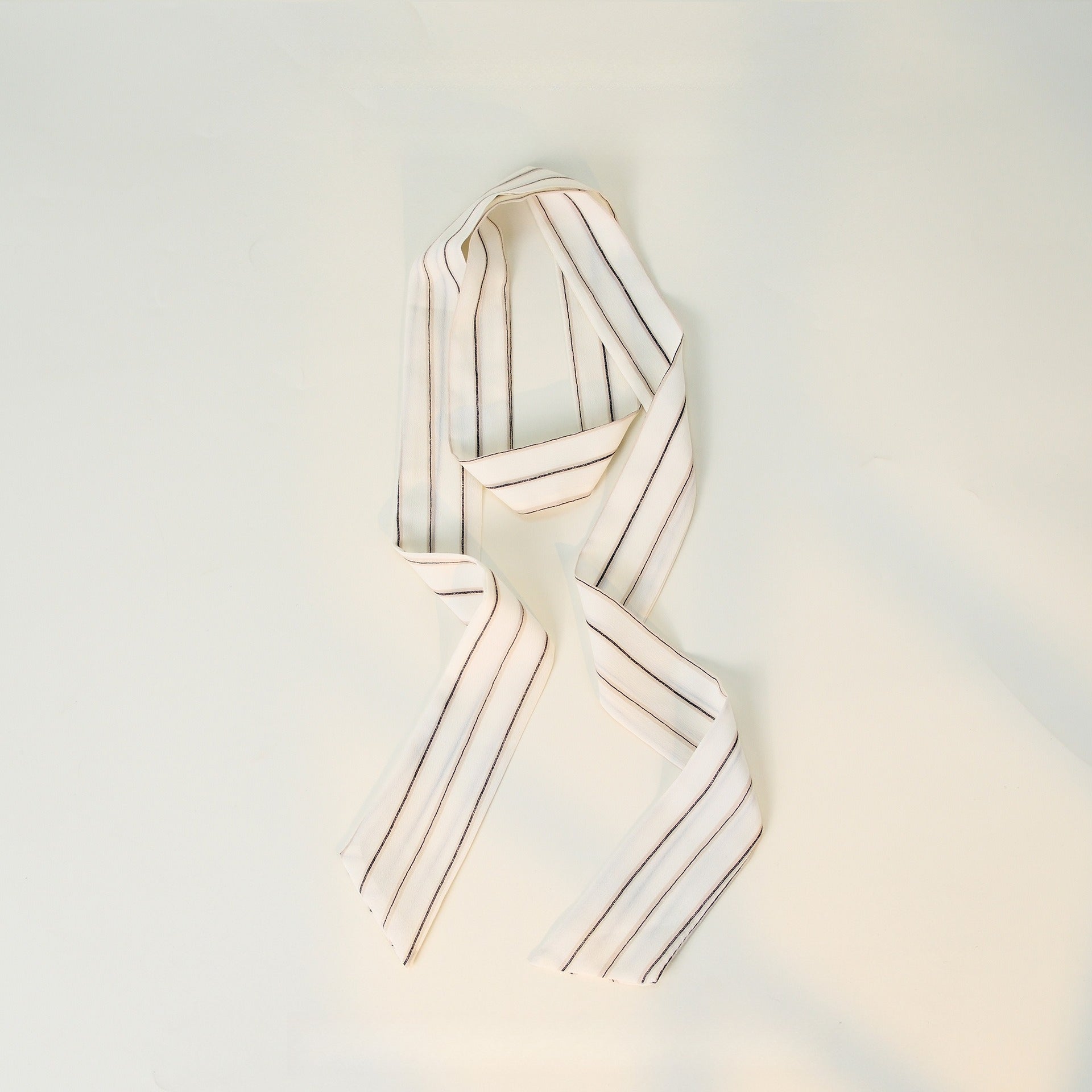 Elegant Striped Long Skinny Neck Ribbon Scarf