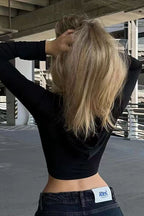Cropped Deep V Full Zip Hoodie