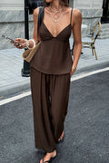 Casual Solid Cami Wide Leg Pants Set