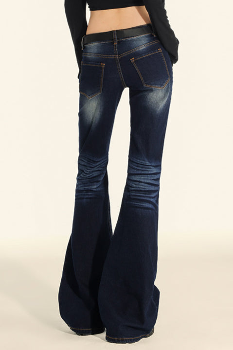 Stretchy Low Waist Flare Jeans