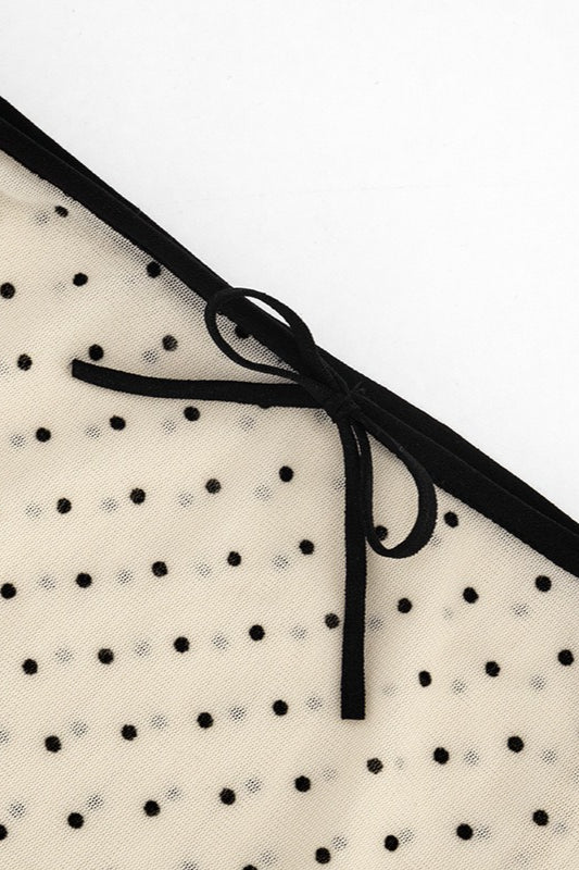 Low Rise Sheer Mesh Polka Dot A Line Skirt
