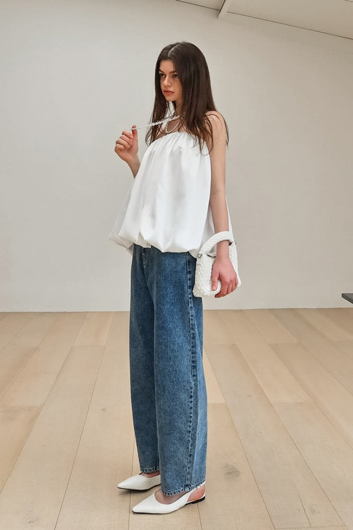 Satin Strapless Puffy Loose Fit Tube Top