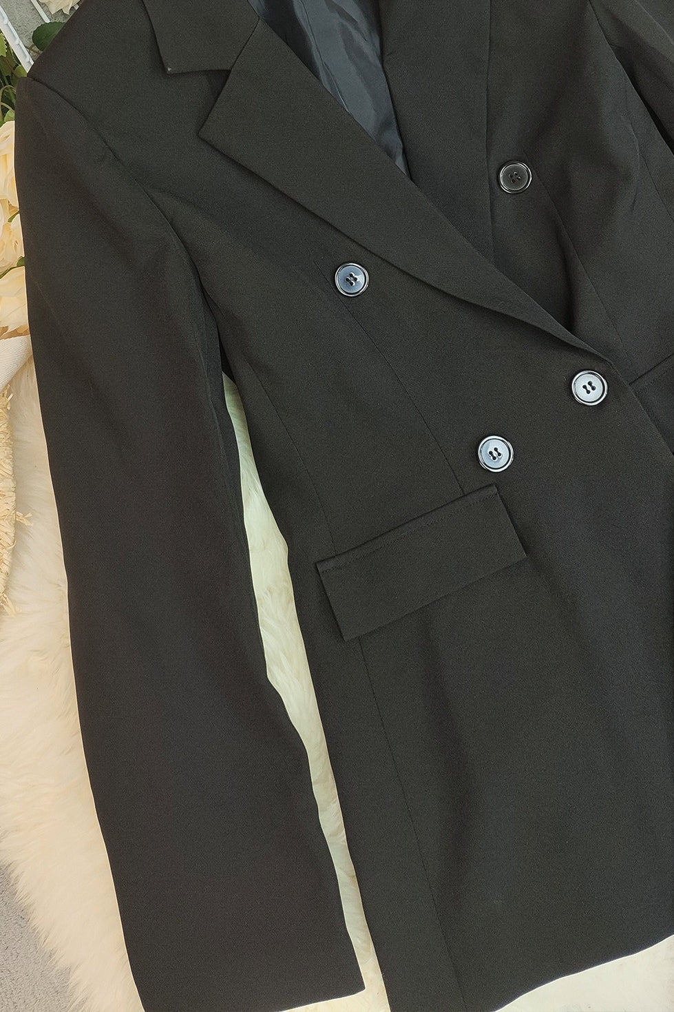 Relaxed Fit Two Piece Blazer Straight Leg Pants Set