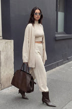 Cardigan Camisole Wide Leg Pants Knit Set