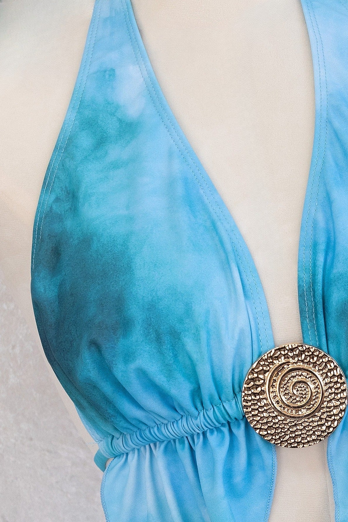 Blue Sexy Tie Dye Beach Cover Vacation Dress