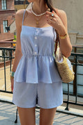 Blue White Stripe Cami Shorts Set