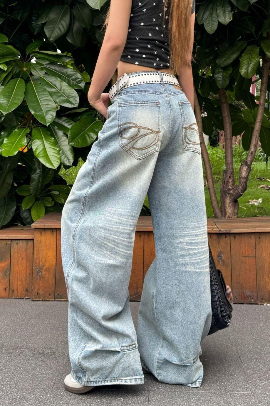 Light Blue High Waist Washed Wide Leg Jeans