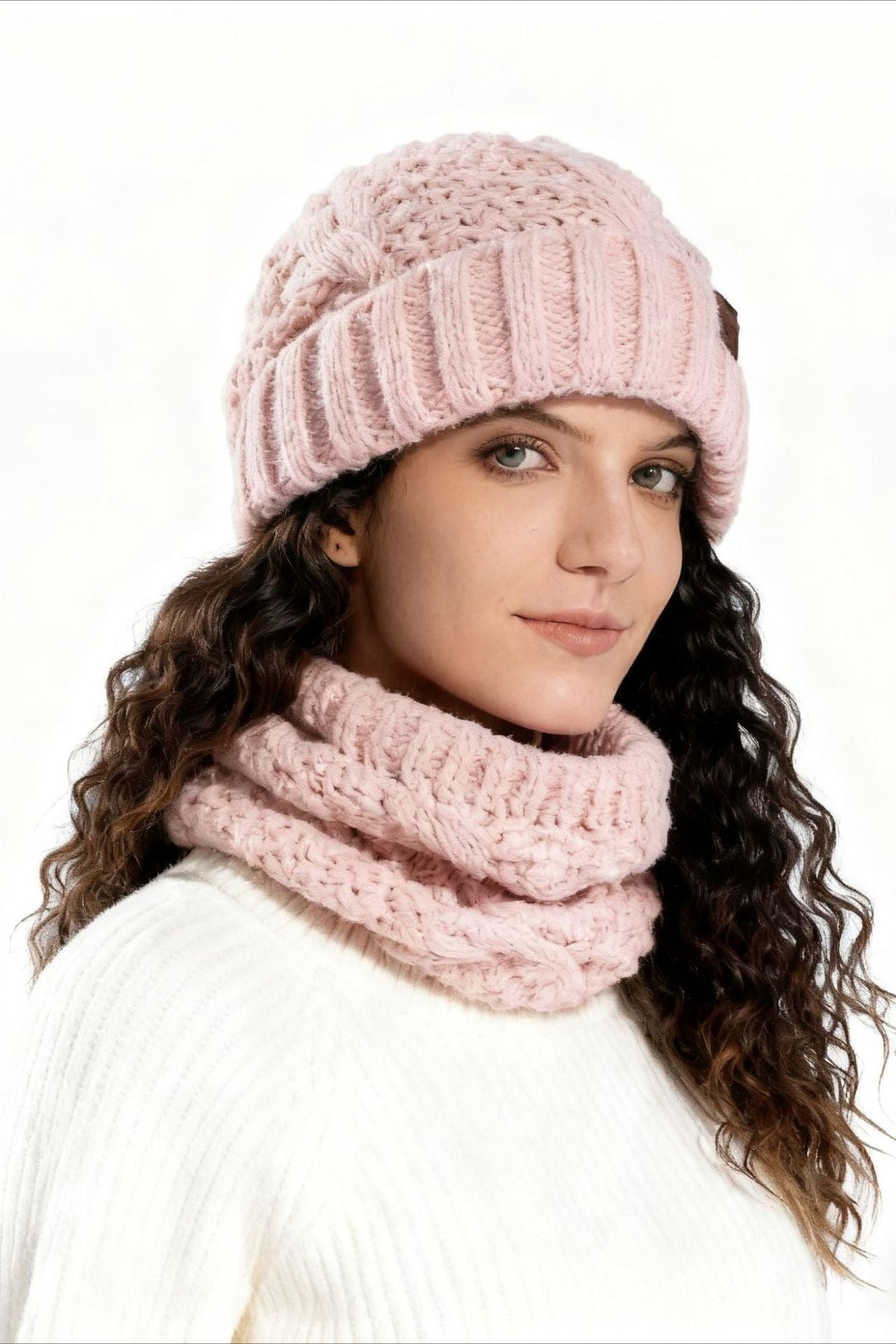 Conjunto de 2 Piezas de Gorro y Bufanda de Punto