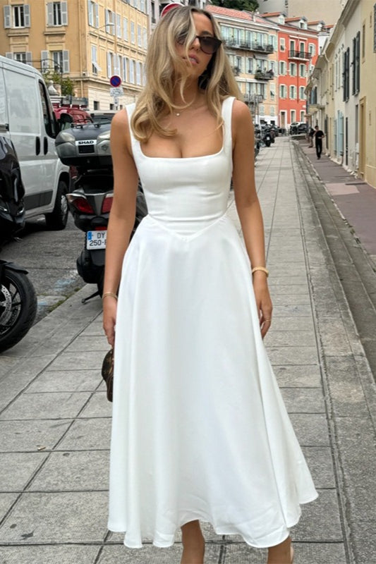Sleeveless Square Neck Maxi Vacation Dress