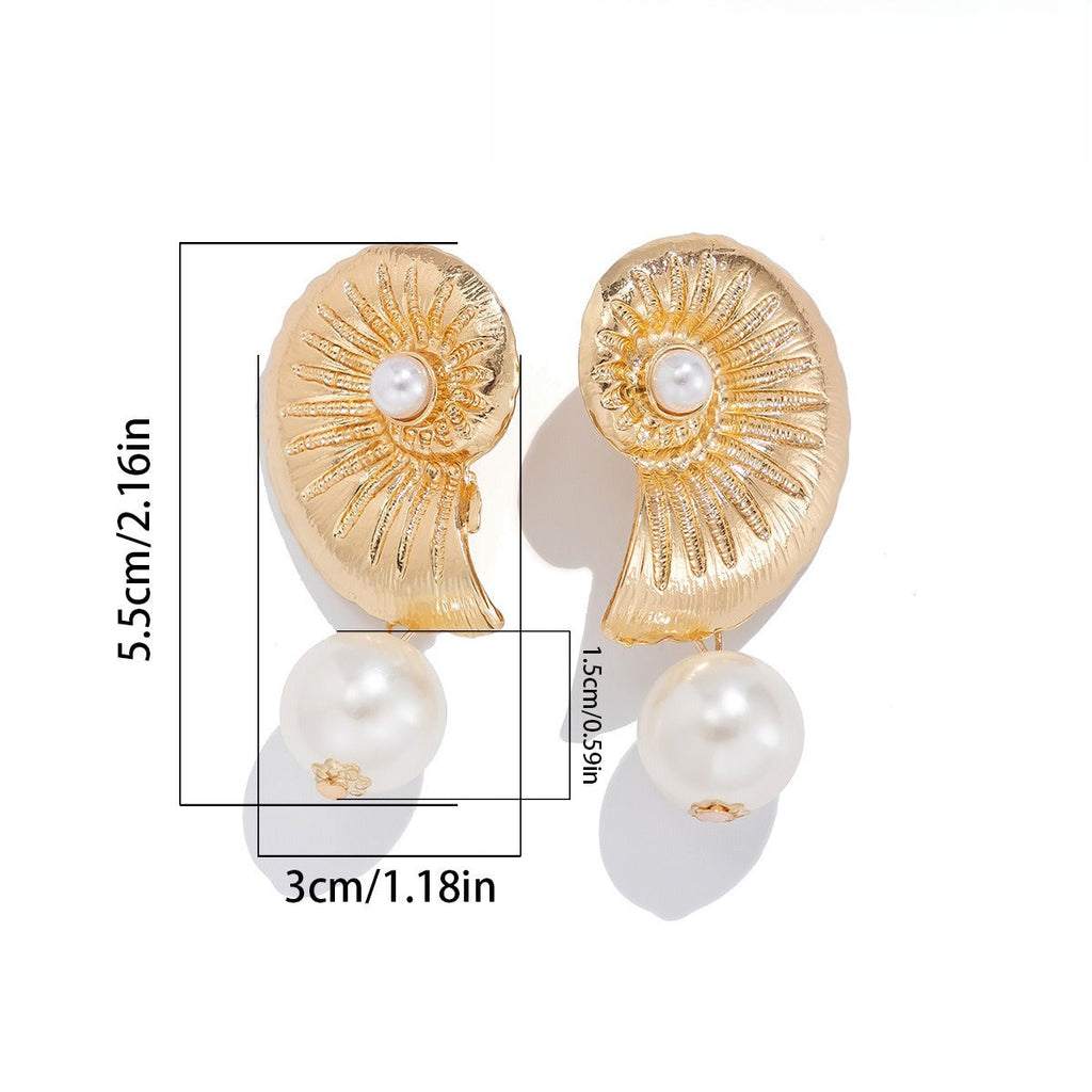 Seashell Perla Mix Con Textura Aretes de Bolita