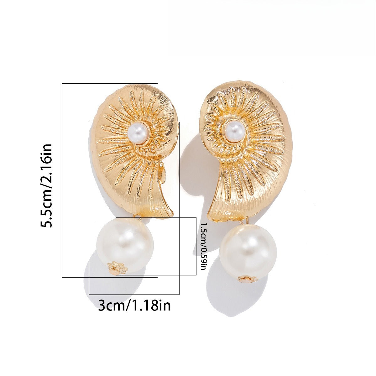 Seashell Perla Mix Con Textura Aretes de Bolita
