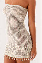 Knit Strapless Mini Boho Dress