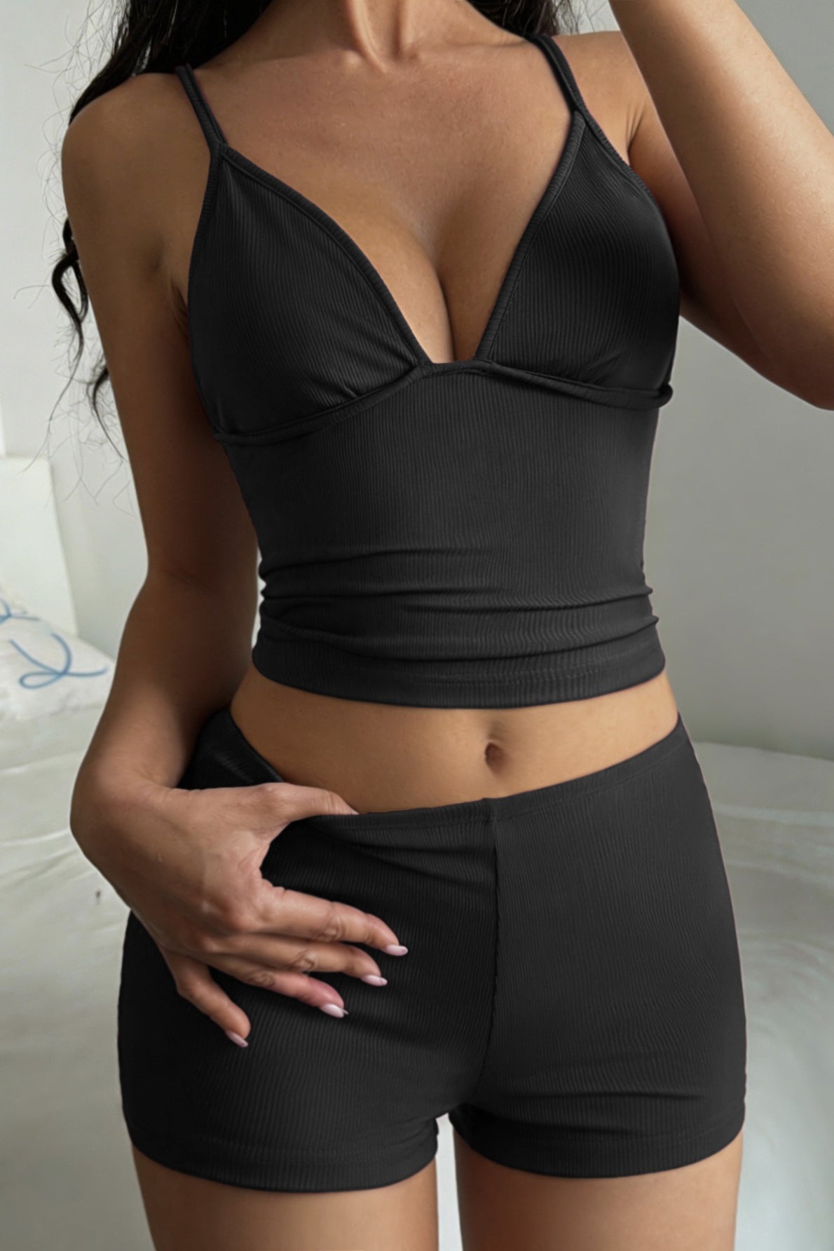 Casual Yoga Cropped Camisole Shorts Set