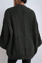 Oversized Cable Knit V Neck Button Cardigan
