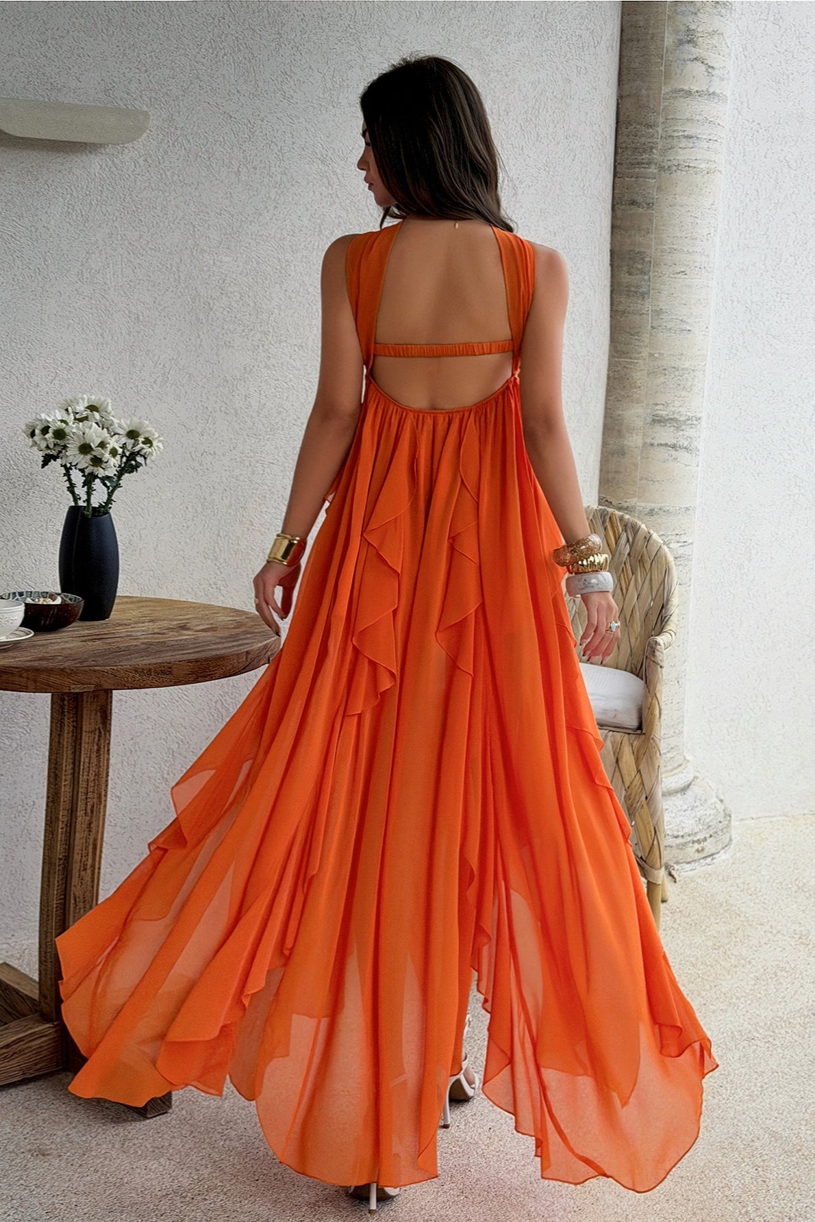 Strapless Tiered Ruffle Vacation Dress