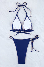 Conjunto de bikini sexy con tirantes y cordones laterales