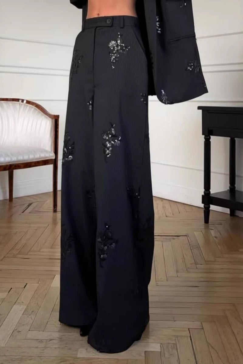 Embroidered Two Piece Blazer Pants Set