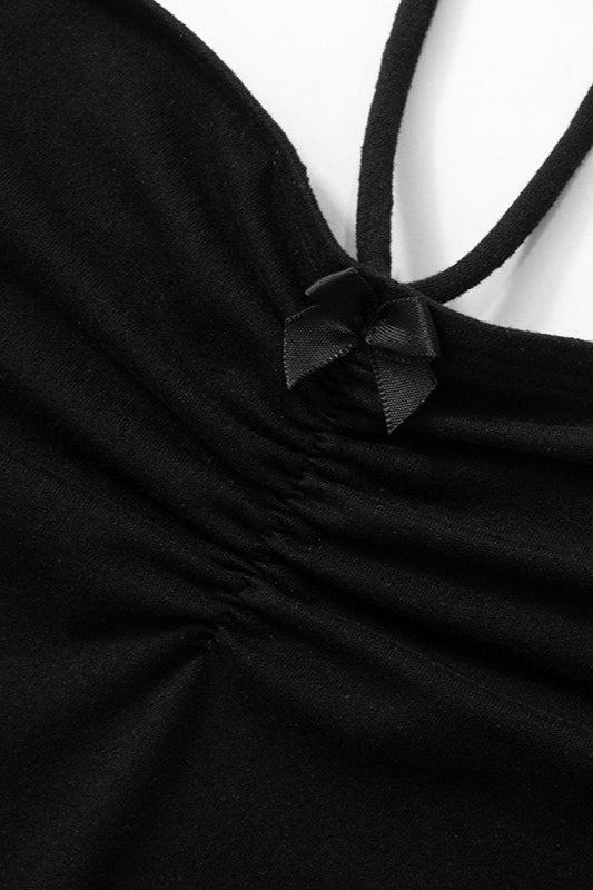 Ruched Strapless Backless Ruffle Tie Tube Top