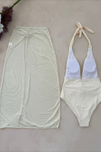 Conjunto de Baño con Malla, Halter y Abertura Alta