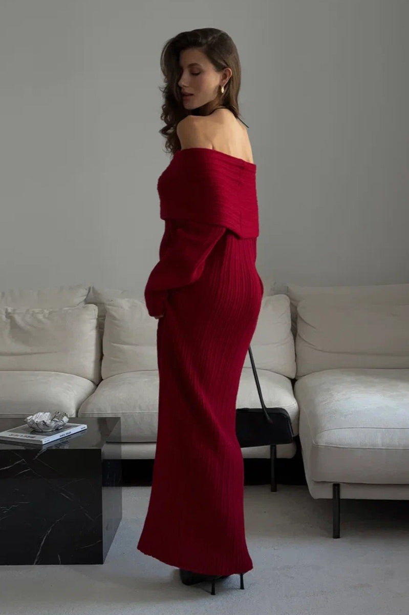 Un Hombro Ajustado De Punto Vestido de Punto