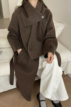 Reversible midi scarf coat in wool