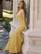 Bordado Spaghetti Sirena Vestido Maxi