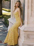 Bordado Spaghetti Sirena Vestido Maxi