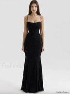 Bordado Spaghetti Sirena Vestido Maxi