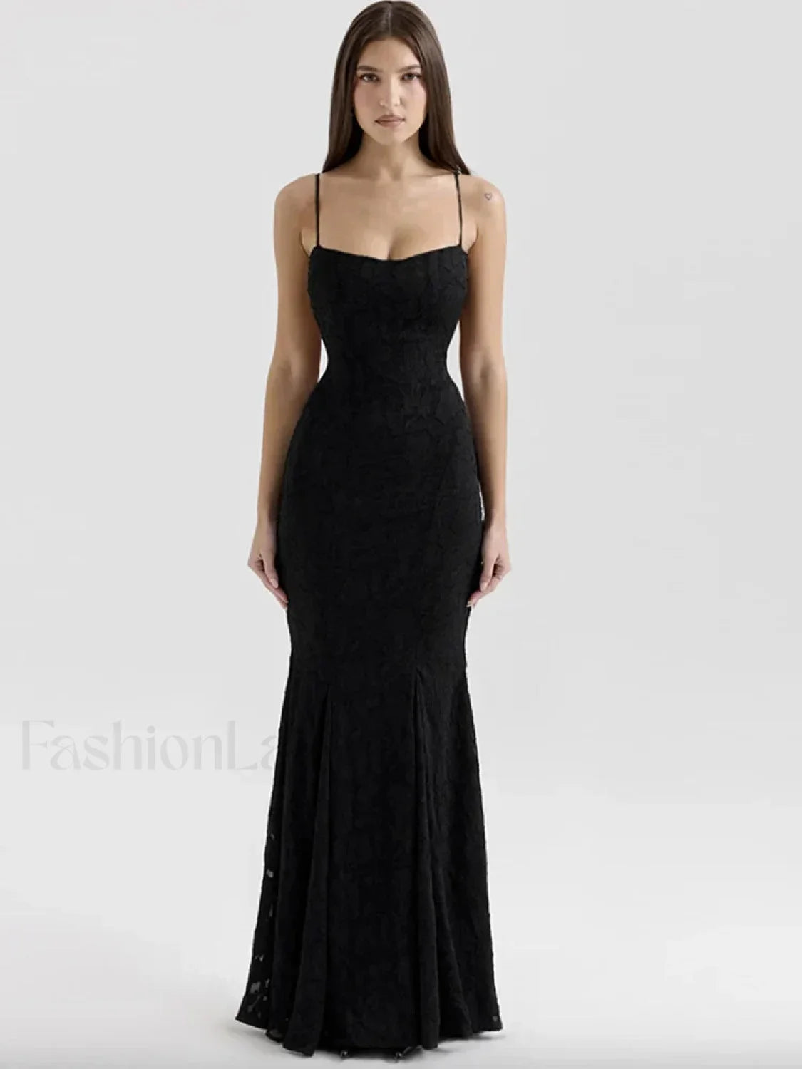 Bordado Spaghetti Sirena Vestido Maxi