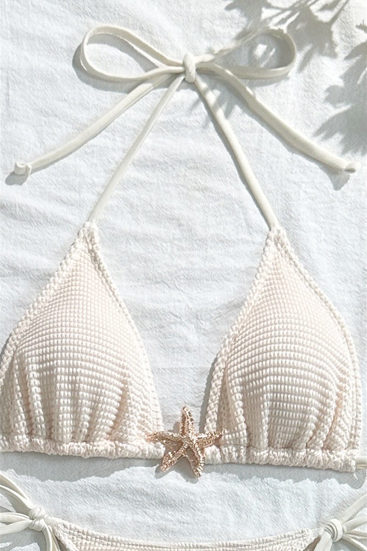 Mesh Long Skirt Starfish Detail Three Piece Swim Set