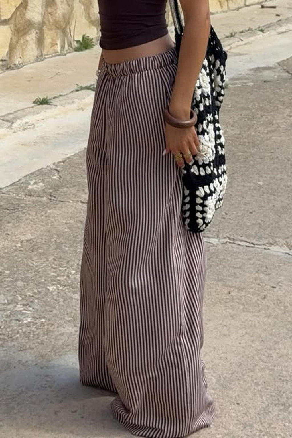 Vertical Striped Straight Leg Relaxed Pants