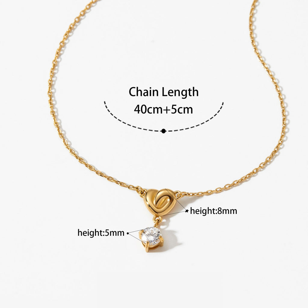 Forma de Corazón Circonita Pendant Acero Inoxidable Collar