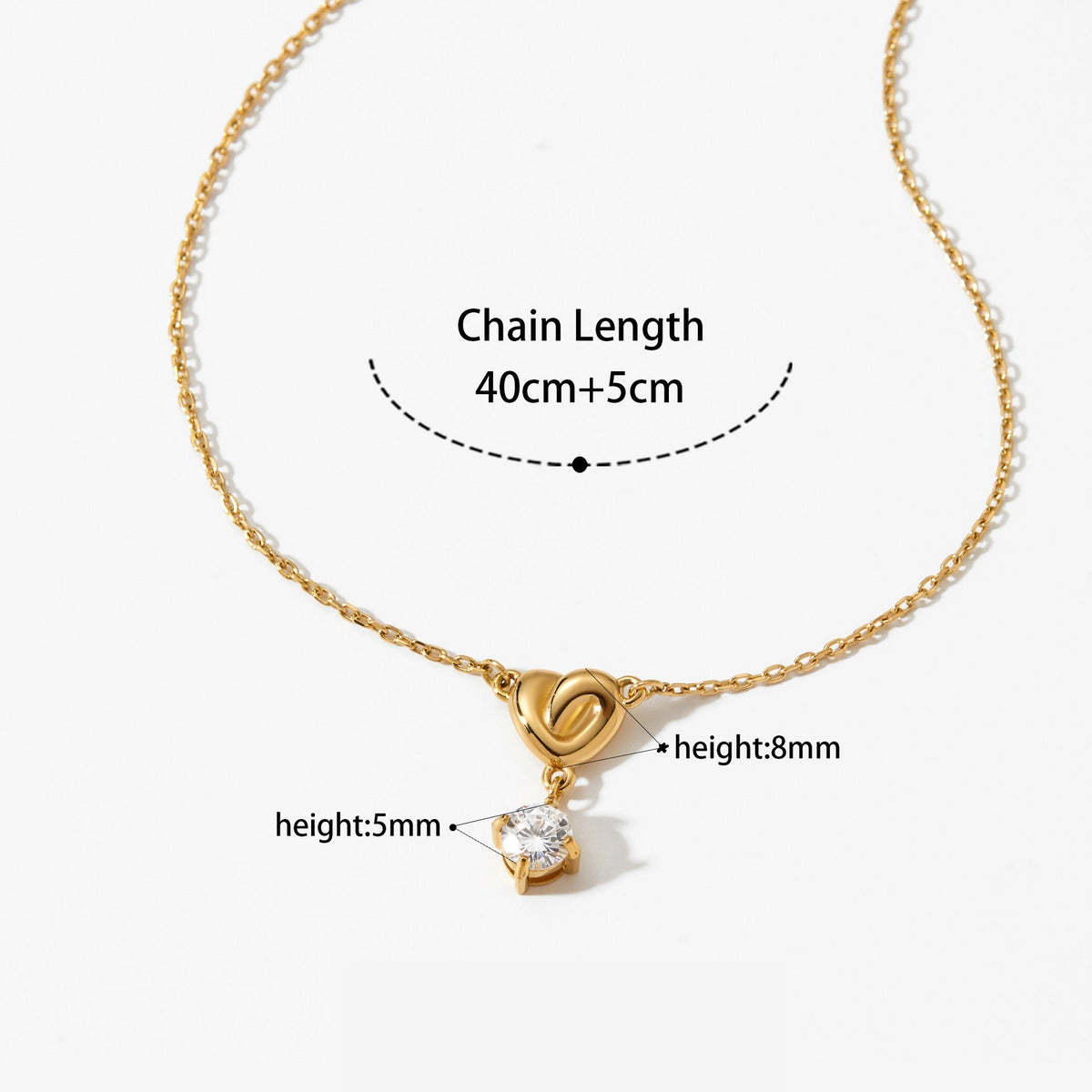 Forma de Corazón Circonita Pendant Acero Inoxidable Collar