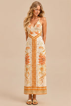 Halter Hollow Floral Maxi Boho Dress