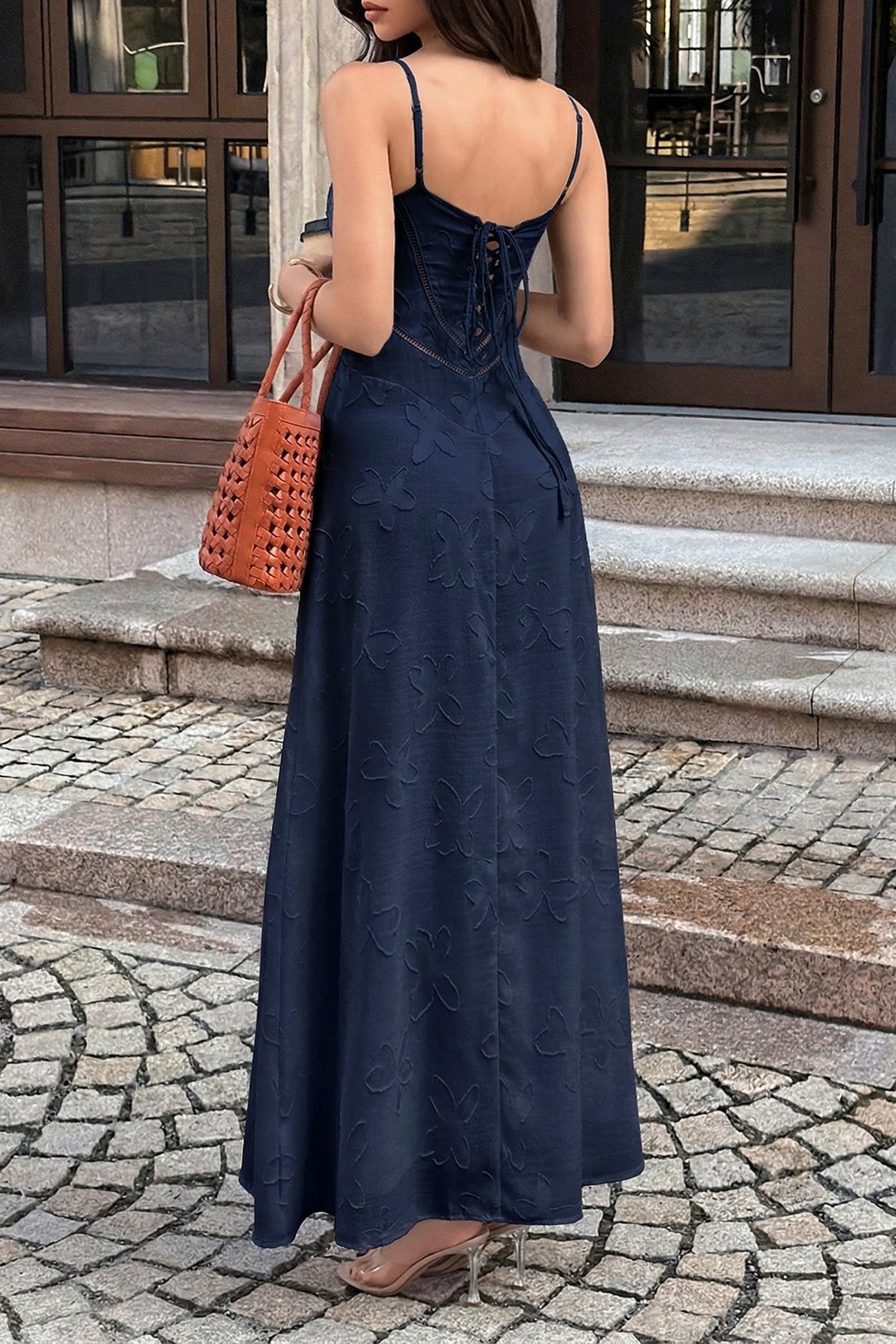 3D Butterfly Jacquard Cami Maxi Dress