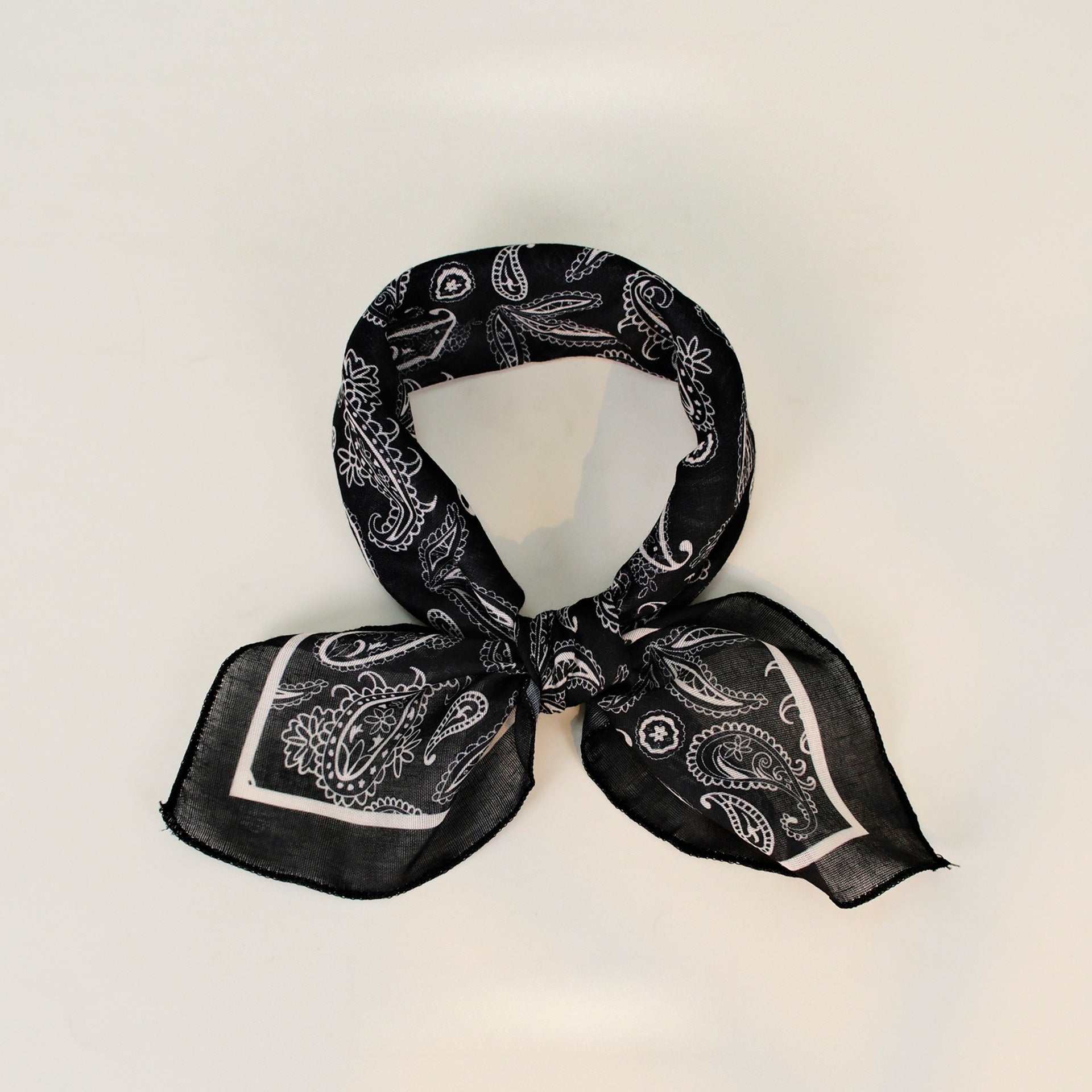 Paisley Faux Linen Square Hair Neck Sun Scarf
